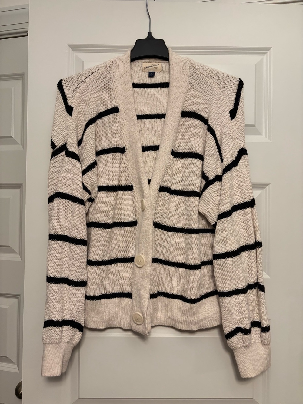 Universal Thread Cream Cardigan with Black Stripes